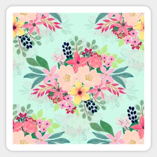 Elegant Floral Watercolor Paint Mint Girly Design Sticker